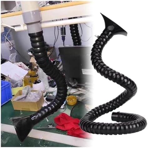 2"/3" Industrial Fume Extractor Arm with 360° Adjustable Flexible Hose & Hood, Dust & Hazardous Fume Removal for Workshop & Laboratory (Black, 50mm-200cm)