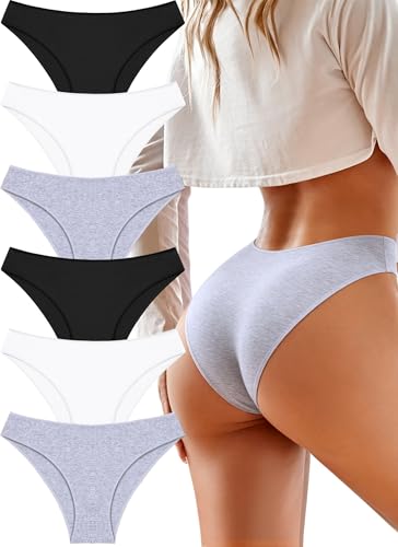 Image of UNDER THE SEA Cotton Underwear for Women 6 Pack Sexy Bikini High Cut Breathbale Cheeky Panties Underwear Womens Lingerie