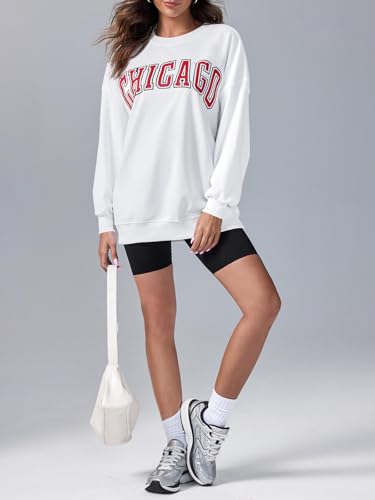 Image of Langwyqu Women's Oversized Sweatshirt Los Angeles California Crewneck Long Sleeve Casual Loose Pullover Tops