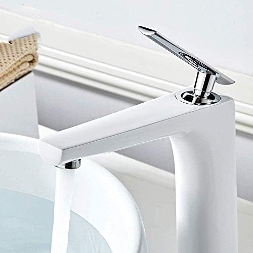 Robinet de salle de bain anti-calcaire blanc chrome mitigeur lavabo