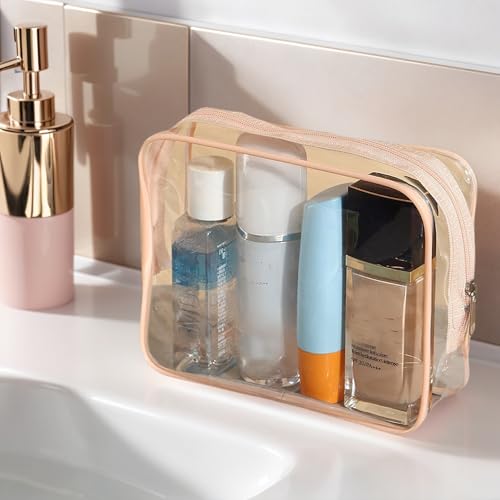 20 Packs Clear Cosmetics Bags for Women Men Waterproof Toiletry Bags PVC Makeup Bags Organizer Case with Zipper for Travel Bathroom (20 Pink Colors) by Tergy - Image 3