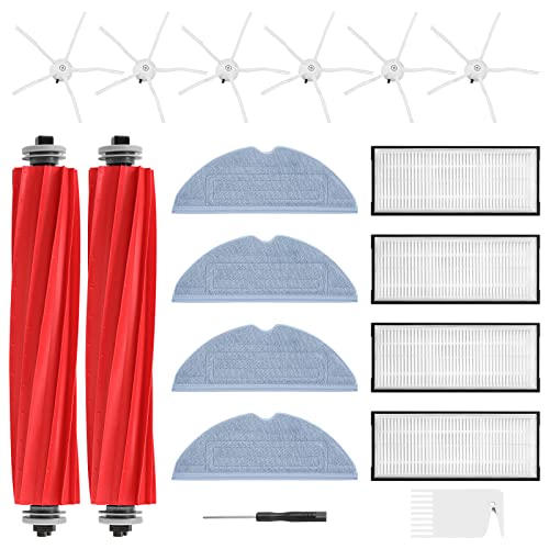 18 Pack S7 MaxV Ultra Zubehör Kompatibel mit Xiaomi Roborock S7/ S7+ S7 MaxV S7 MaxV Plus Staubsauger Ersatzsets beinhalten 2*Hauptbürste 4*Filter 4*Wischtücher 6*Seitenbürsten für Roborck S7