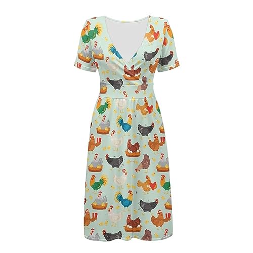 Image of Women's Summer Formal Dresses Short Sleeve Wrap V Neck Dresses Bridesmaid Wedding Guest Dress with Pockets