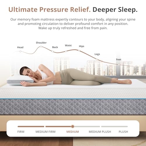 Image of MLILY 14 Inch California King Memory Foam Mattress, Fiberglass Free Mattress Bed in a Box, Gel Medium Firm Mattress, CertiPUR-US Certified, 72 inchx84 inchx14 inch, White | Fiberglass Free Mattress Bed in a Box, Gel Mattress, Medium Firm, Made in USA, CertiPUR-US Certified, 72 inchx84 inch