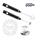 Fivtyily Milk Frother Handheld Rechargeable Foam Maker for Lattes, Electric Drink Mixer with 2 Whisks for Bulletproof Coffee, Mini Foamer for Cappuccino Frappe Matcha Hot Chocolate,16 Pcs Art Stencils