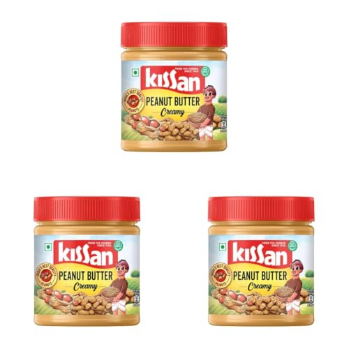 Image of Kissan Creamy Peanut Butter | High Protein | With Perfectly Roasted Peanuts | Naturally Gluten Free|| 350 g (Pack of 3)
