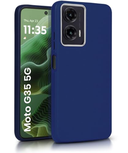 Image of WOW IMAGINE Back Cover for Motorola Moto G35 5G | Ultra Slim Flexible Non-Slip Grip | Inner Fabric | Metal Camera Ring & Lightweight Soft Silicone Mobile Case - Blue