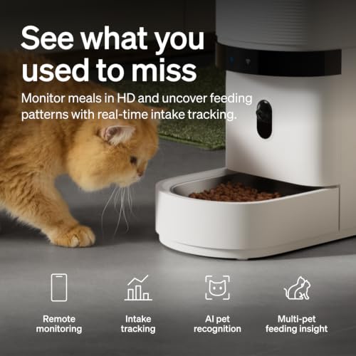Image of PETLIBRO Automatic Cat Feeder with Camera, Scale AI Smart Food Intake Track | Cat face recognition body feature scan each pet, 1080P HD night vision 5GHz WiFi app care, precision feeding scale 1g control