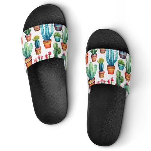 Cactus Pattern House Sandals Non-Slip Bathroom Slippers Beach Summer Shoes for Men Women
