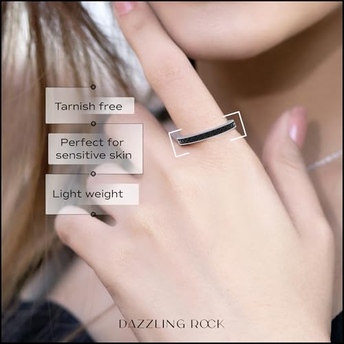 Dazzlingrock Collection Round Black Diamond Anniversary Stackable Wedding Band (Color Black, Clarity Opaque) in 925 Sterling Silver2