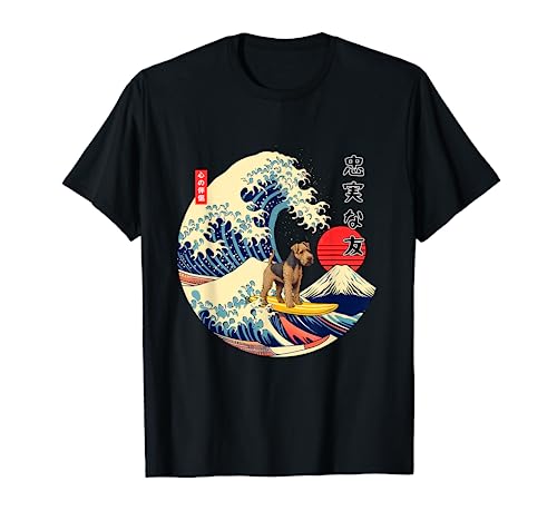 Welsh Terrier japonés Kanagawa Wave Surf Loyal Dog Camiseta