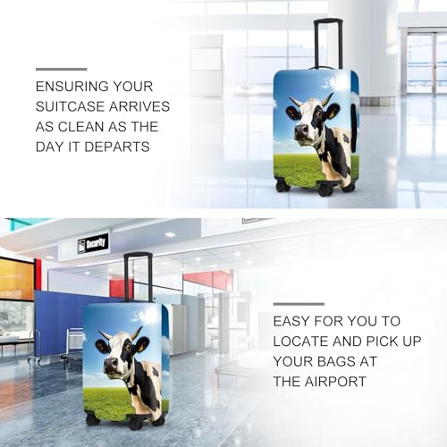 Image of Cow Meadow Luggage Cover, Washable Suitcase Protector Realistic Pastoral Scene Anti-scratch for 24 inch,26 inch Bag