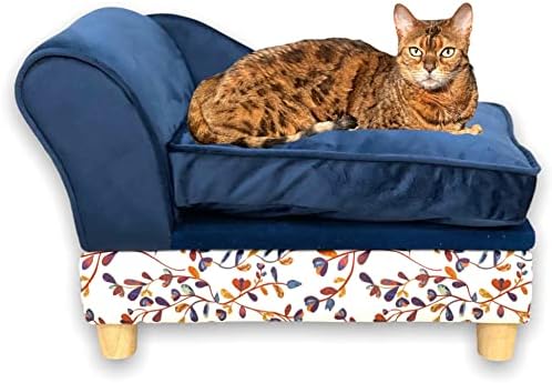 Felis Castello Cat Couch with Storage. Cute, Fancy, Velvet Pet Sofa for Cats and Small Dogs. Cat Sofa Bed for Indoor Cats. Luxury Mini Dog Couch Bed with Washable Cushion Cover.