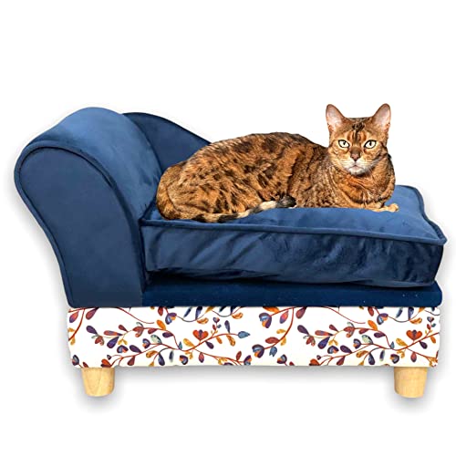 Felis Castello Cat Couch with Storage. Pet Sofa for Cats and Small Dogs. Cute, Fancy, Velvet cat Sofa Bed for Indoor Cats. Luxury Mini Dog Couch Bed with Washable Cushion Cover.