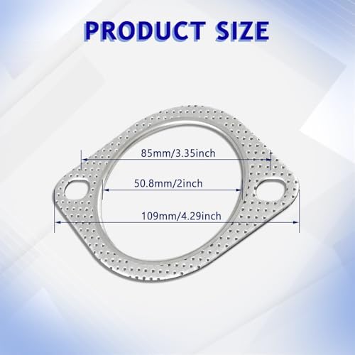 Image of 2PCS Car Exhaust Gasket, Engine Exhaust Gasket, Standard Exhaust Manifold Gaskets, Reinforced High Temperature Flange Gaskets Car Accessories Universal Fit Most Vehicles