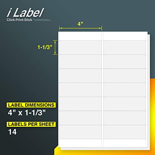 14Up 4" X 1-1/3" Address Labels For Laser & Inkjet Printers[100 Sheets,1400 Labels] #TOP1