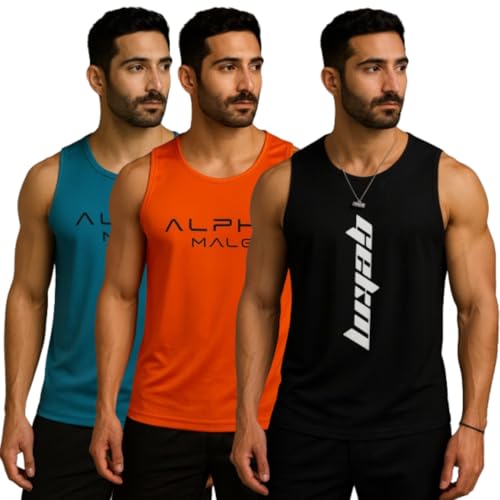 Image of Pack of 2 Sando For Men Men's Sleeveless Round Neck Vest - Pack of 2, Polyester Fabric, Quick Dry Gym & Casual Wear Gym Fit