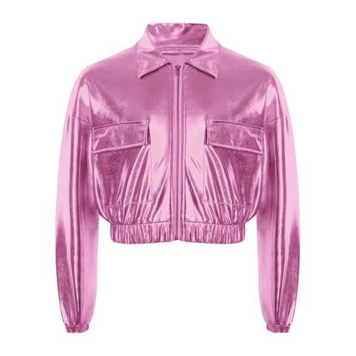 Kids Boys Girls Hip-hop Jazz Street Dance Crop Tops Sequin Bomber Jackets Zip Up Coat with Pockets2