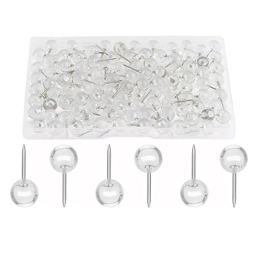 50 Stück Reißzwecken, klare Reißnägel, runde, große Kopfnägel, klare, Silberne Endnägel, wiederverwendbar, zum Befestigen von Postern, Dokumenten, perfekte Wahl für Büro und Zuhause (20mm*9.5mm)
