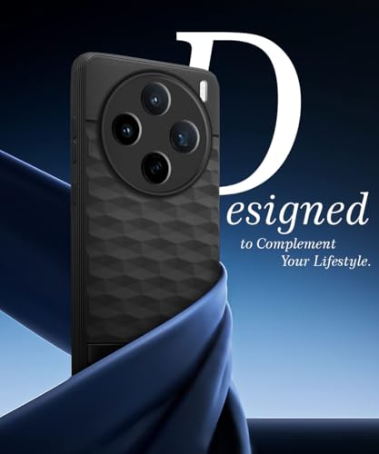 Image of WOW IMAGINE Back Cover for Vivo X200T 5G with Hexa Cube Design | Ultra Slim Soft Rubberised Case | Inner Velvet Fabric | Flexible Mobile Case | Camera Protection - Black