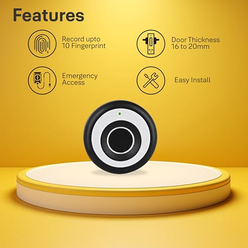 Yale Premium Fingerprint|Biometric Wardrobe Lock for Cabinets, Wardrobe & Almirah for Home & Office | Finish- Ivory | Material - Zinc