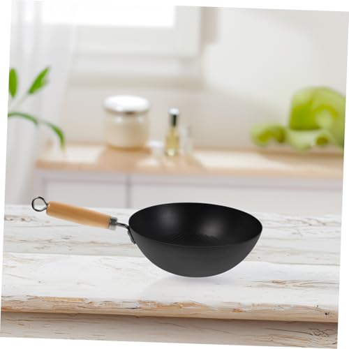 Wok pequeño de hierro forjado para cocina a gas miniatura 4