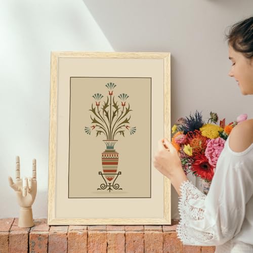 Image of ArtX Paper Vintage Paintings with Frame for Home Decor Wall Art, Wall Painting for Living Room, Multicolor, Natural Wood Color Frames, 12.0x18.0 inch, Set of 3