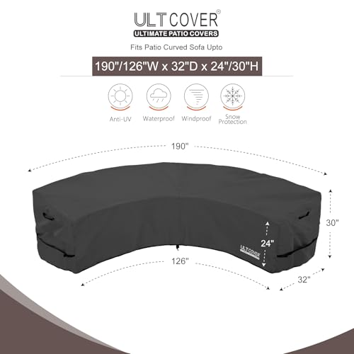 image for ULTCOVER Patio Curved Sofa Cover Waterproof for 5-7 Seater Outdoor Sec