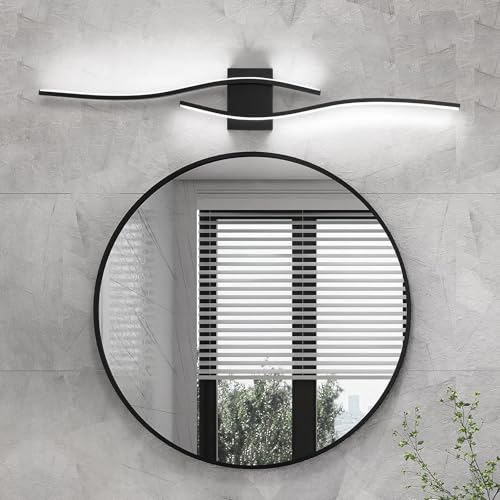 Image of Dimmable LED Bathroom Vanity Light, 39.4 inch Modern Black Bathroom Lighting Fixtures Over Mirror Wall Sconces Light Fixtures for Living Room Bedroom 5500K White Light