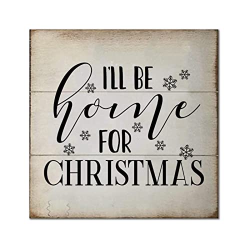 Plaque en bois Ill Be Home for Christmas décorative vintage maison 35cm