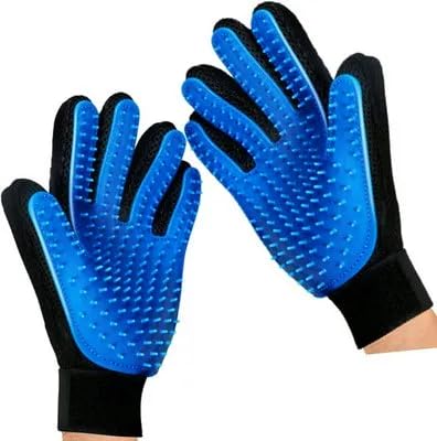 Image of Pet Grooming Gloves for Dogs & Cats (2 Pack) - Deshedding Hair Remover Mitts with Soft Silicone Massage Bristles - Dual-Sided Grooming & Bathing Gloves for Long & Short Hair Pets -