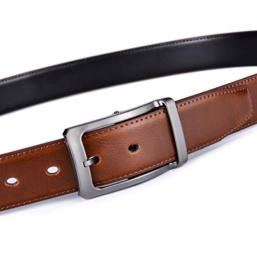 Image of Belts for Men Reversible Leather 1Piece (not 2) 1.25 inch Waist Strap Fashion Dress Buckle Beltox