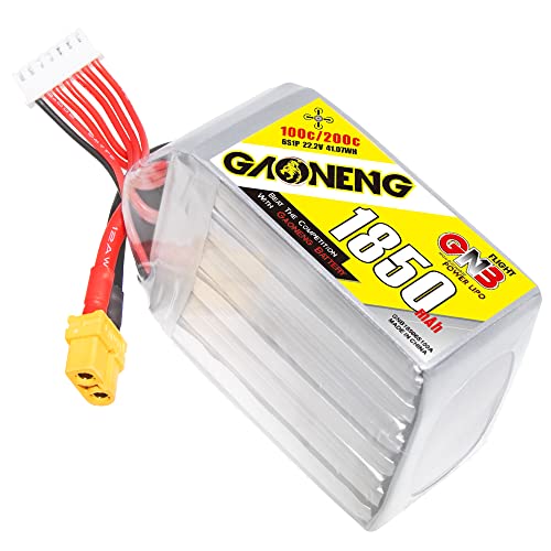 GAONENG GNB 6S LiPo Battery XT60 Plug 1850mAh 22.2V 100C Pack High Punch Power Long Rang for 5 to 6 inch Drone Nazgul5 Titan XL5 Chimera5 Evoque F5D/F5X Freestyle Drone DIY FPV -  GNB18506S100A