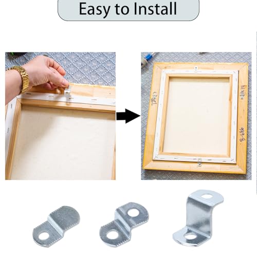 Image of 60 pcs Canvas Offset Clips for Picture Framing with Screws Framing Mirror Clips Kit (20 pcs Each of 1 /8 inch,1 /4 inch,1 /2 inch )