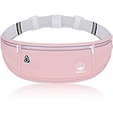 Running Belt Fanny Packs for Women, Slim Belt Bag Jogging Pocket Money Belt Phone Holder Waist Pack for Running Hiking Traveling - Pink