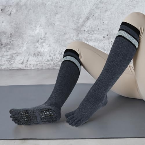 Image of Benefeet Sox Womens Knee High Toe Socks Non Slip Long Toe Socks Unisex Five Finger Socks Knee High Yoga Socks with Grips