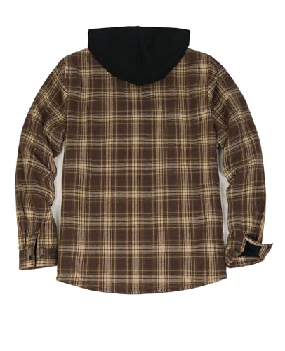 Image of ZENTHACE Men's Sherpa Lined Full Zip Hooded Plaid Shirt Jacket