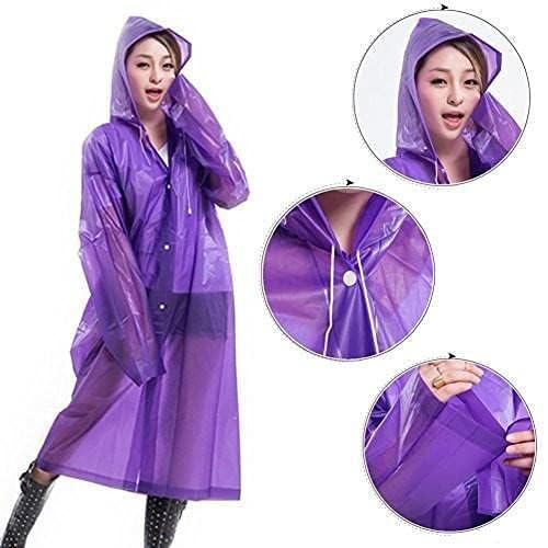 Image of FabNext� Unisex EVA Waterproof Transparent Rain Coat Hooded Outdoor Water Resistant Reusable Portable Raincoat Suit for Men & Women EVA Rain Coat (Free Size)