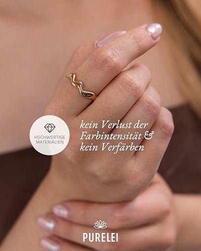 Purelei Abstract Wave Ring Damen (Roségold) – Verstellbarer Damenring aus langlebigem Edelstahl (14K rosévergoldet) – Wasserfeste Ringe… – Ansicht 5