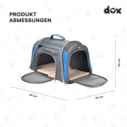 DDOXX transportbox Katze - Airplane Tiertransporttasche aus Netzgewebe - Flugzeugtauglich, Autositz, mobiles Hundebett, mit Tasche & herausnehmbarem Einsatz, inkl. Leine - 49x30x33 cm – Bild 4