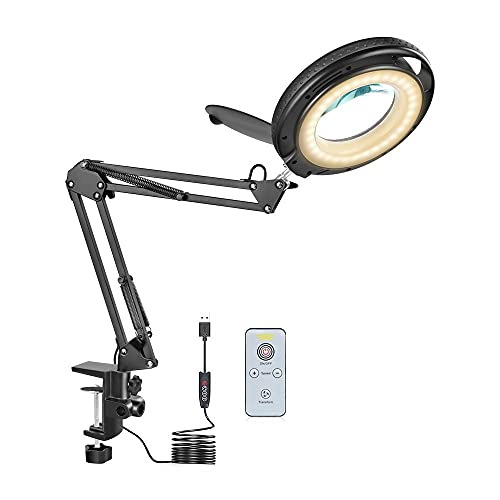 Loupe 5X télécommande sans fil avec lampe LED à 3 couleurs réglables noire - 2