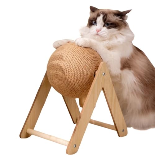 Deronder 爪とぎ、ペット用運動ホイール、猫のスクラッチボール、キャットタワー、木製、クライミングフレーム、爪研ぎボール、猫用タワー、ネコオモチャ、おしゃれ、据え置き型、引っかきおもちゃ、ペット用品 (V型,S)