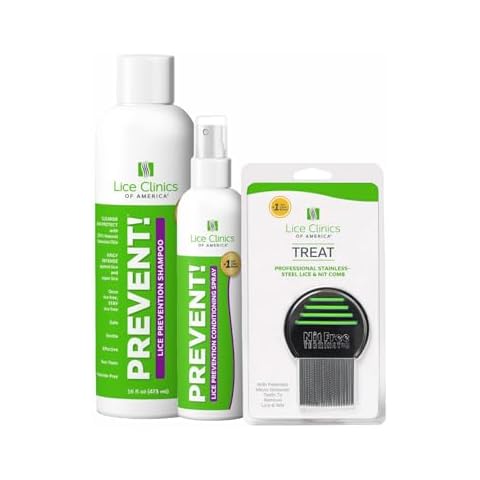 Lice Prevention & Treatment Bundle: Daily Shampoo, Conditioning Spray, and Professional Nit Comb Cover