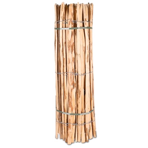 Staketenzaun Holzzaun 120cm Höhe Teichumrandung Haselnuss Zaun 5m Länge Gartenzaun Lattenabstand ca. 7-9cm Staketen witterungsbeständig