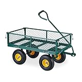Bollerwagen Handwagen mit Luftreifen, Klappbare Seitenteile, Ergonomischer Griff, 200 kg Traglast, Transportwagen für Garten, Festival & Einkaufen, Vielseitig & Flexibel Gartenwagen