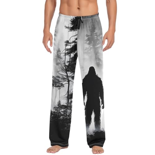 AIXIWAWA Mysterious Sasquatch Men's Pajama Pants Cozy Sleepwear Mens Lounge PJ Bottoms Pockets Drawstring S