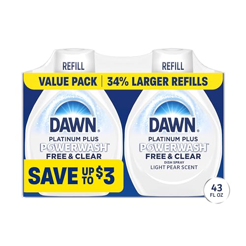 Dawn Powerwash Spray Refill Dish Soap Dishwashing Liquid Free & Clear 2 Refills 43 Fl Oz