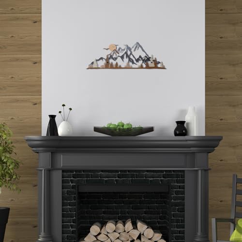 Demissle GL-DEMISSLE-55 Mountain Range Metal Wall Art Decor Summit Metal Wall Sign Rustic Wall Art Mountain Wall Decor Forest Wall Decor Accent Home Decor Sign Mountain Scene Nature Wall Art thumb #4