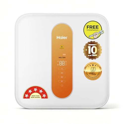 Image of Haier Molten 25 Ltr Water Heater with 3D HotBoost Technology, 5-Star Electric Geyser, Pre-Filtration Shield, Digital Display Geyser, Dynamic Power Switching & Remote Control - 10 Year Warranty on Tank