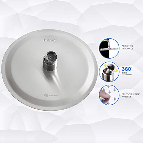NearMoon Rain Shower Head, Ultra-Thin Design-Pressure Boosting, Awesome Some Experience, High Flow Stainless Steel Rainfall Head (8 Inch,Brushed Nickel)